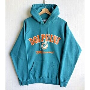 Vintage Lee Sport Miami Dolphins Hoodie Sweatshirt Aqua Blue Men's Size XL